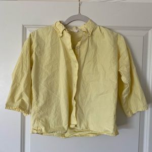 VINTAGE Yellow Cropped Button-Down